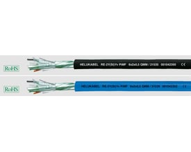 HELUKABEL signalkabel RE-2Y(St)Yv PiMF 6x2x0,5 QMM i sort og blå udgaver med RoHS-mærkat.