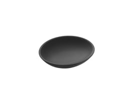 En ensfarvet sort, mat Cosmic Saku sæbeskål set ovenfra med en let oval form.