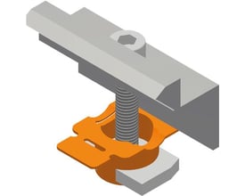 GSE enkelt klemme i sort 30mm, vist med en gevindskrue og en grå monteringsskinne, illustreret samling.