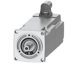 Siemens Simotics S-1FK2 CT servomotor med en cylindrisk aksel og et vinklet stik på en hvid baggrund.