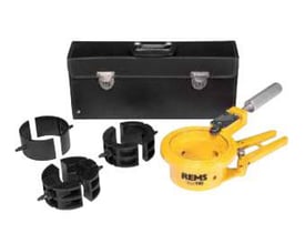 Rems Cut 110 Cu-INOX rørskæresæt med opbevaringskuffert og diverse rørholdere til kobber, titanzink og rustfrit stål.