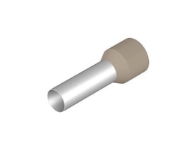 Enkel Weidmüller terminalrør i beige, 35 mm², med fortinnet kobberrør og beige polypropylenisolering på hvid baggrund.
