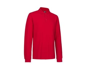 ID Identity rød poloshirt i størrelse XL med lange ærmer og tone-i-tone knaplukning, fremstillet i pique kvalitet med stretch.
