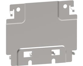 Schneider Electric montageplade LR9G500 i grå plast til LC1G400-500A kontaktor med tydelige monteringshuller og clips.