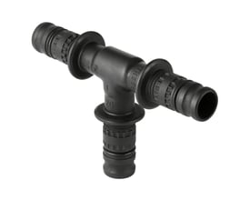 Geberit Mepla T-stykke preskobling i sort PVDF med 32mm dimension og udvendigt gevind.