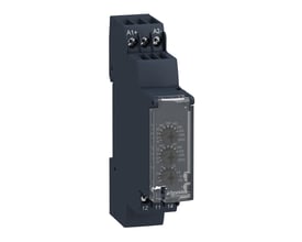 Schneider Electric Zelio RM17 kontrolrelæ til måling af underspænding og overspænding med 1 C/O udgang, vist på hvid baggrund.