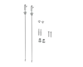 Ledvance Office Linear nedhængnings-kit består af to stålwirer med monteringsklemmer samt skruer og rawplugs til montering.