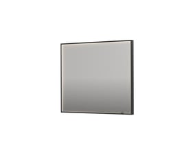 Sanibell INK SP19 LED spejl i størrelsen 90x80 cm med en elegant sort aluramme og integreret, dæmpbar belysning.