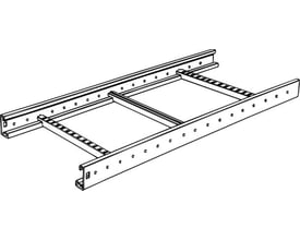 Detaljeret vinkelvisning af Legrand kabelstige, der viser samlingerne og de perforerede sider.