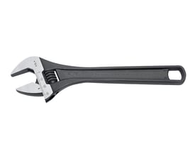 Ironside skiftenøgle på 10 tommer med sort greb, sølvfarvede kæber og synlig millimeterskala; nøglevidde 34 mm.