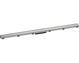 Hansgrohe 1200 mm afløbsrende i børstet rustfrit stål med højdejusterbar ramme og integreret Dryphon system.