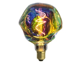 Rainbow Halo E27 LED pære med E27 fatning og unik form, der reflekterer lys i mange farver.