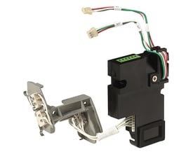 Schneider Electric ON/OFF hjælpekontakt 4OF-5A/240VAC, MTZ2/3-SP med tilslutningskabler og monteringsbeslag på hvid baggrund.