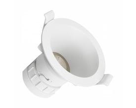 Hvid SpectrumLED Fiale Core LED-indbygningsspot med rund, skråtstillet front og synlige monteringsfjedre.