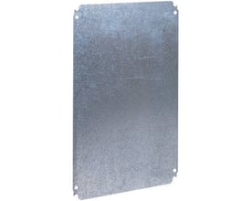 Schneider Electric montageplade til skab i galvaniseret stål, måler 1250x1000mm med forborede huller til montering.