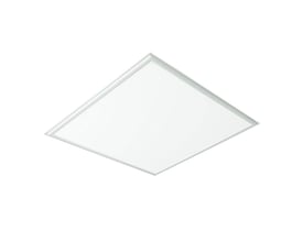 V-TAC LED-panel på 60 x 60 cm med hvid kant, 36 W og varm hvid belysning, set skråt forfra.