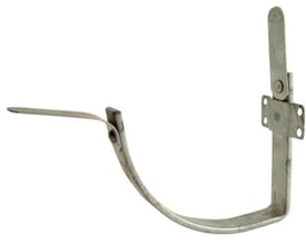 Vestjydsk Beslag konsoljern til Rheinzink kvartrund tagrende, 415 mm, lavet af metal med foldbare beslag til montering.