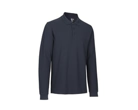 ID Identity poloshirt med lange ærmer i navyblå, størrelse 5XL, fremstillet i pique kvalitet med stretch og tone-i-tone knapper.