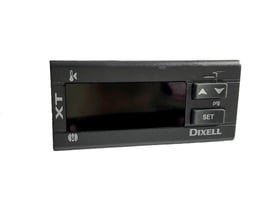 Sort Dixell hygrostat XT111C, 230 V, med display og betjeningsknapper til styring af temperatur, luftfugtighed eller tryk.