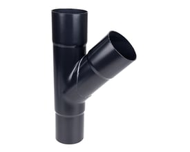 Plastmo grenrør i grafitgrå plast med 110 mm diameter og 45 graders vinkel.