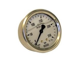 WIKA hydraulik manometer, glycerinfyldt, med en skive på Ø63mm og en trykvisning op til 250 bar, CL 1.6.