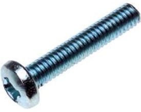 Dresselhaus maskinskrue med panhoved og PZ 1 kærv, 3x40 mm, elforzinket stål, vist isoleret på hvid baggrund.