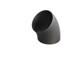 45 graders bøjning i P235GH 3D stål, 168,3 x 4,5 mm, med en let matteret grå overflade.