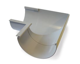 Plastmo indvendig gering 90° i grå farve, passer til Plastmo tagrende nr. 11 med integreret samlestykke.