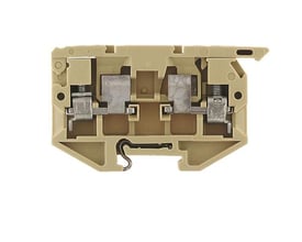 Weidmüller sikringsklemme ASK 1/15 PA i beige, med skrueterminal for 4 mm² ledere og op til 6.3A, vist på hvid baggrund.