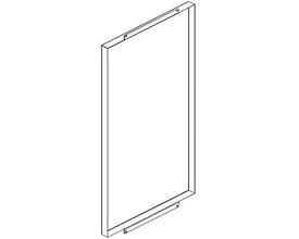 Cubic frontafdækning ICCF2x3 i et stiliseret sort-hvidt design, der viser monteringsdetaljer.