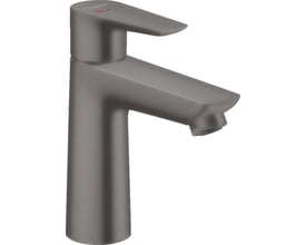 Hansgrohe Talis E 110 håndvaskarmatur i børstet sort krom med et elegant og moderne design, vist på hvid baggrund.