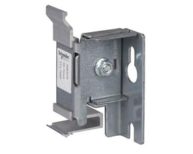 Schneider Electric TTA-TN70 vægkonsol i stål og aluminium, justerbar fra 70-110mm, monteret på hvid baggrund.