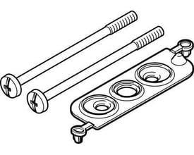 Festo tætning VABD-L1-10AX-S-M3 vist som en teknisk tegning med to bolte og en tætningsholder med tre cirkulære åbninger.