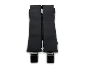 Activewear-seler i sort, one size, med brede elastiske stropper og synlige metalclips, lagt sammen.