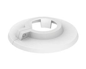 Todelt plastroset til 3/8" rør, hvid polypropylen med en diameter på 55mm, designet til nem montage.