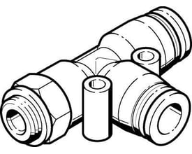 Festo T-forskruning QSTL-G1/2-16 med push-in tilslutning, udvendigt gevind og 10,9 mm nominel størrelse.