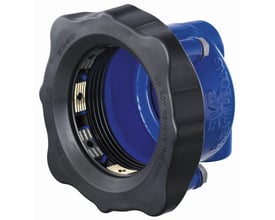 AVK Supa Maxi™ universal slutmuffe til 2" rør, model 132-159 mm i blå og sort duktiljern med synlige gribetænder.