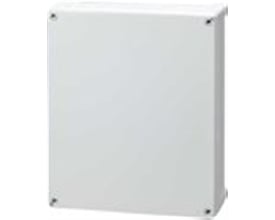 Enkel Fibox Tempo kasse TA342912, 344x289x117 mm, set fra siden med lukket, glat, gråt dæksel og monteringsskruer.