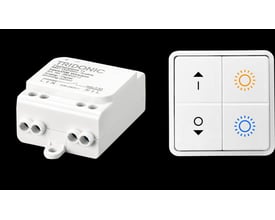 Trådløs DALI modtager og tryk til lysstyring med justering af lysstyrke og farvetemperatur, passer i Fuga rammer.