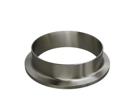 Rustfri svejsekrave af W 1.4404 stål med en diameter på 219,1 mm og PN16 standard, produceret af INDURA.