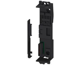 Siemens 3ZY1 T2 termineringsstik til 3RM1 motorstarter, 22,5 mm bredt, med synlige kontakter og monteringsdetaljer.