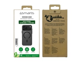 Emballagen til 4smarts Design Case Aero viser det sorte, rillede cover til iPhone 18 Pro Max og 17 Pro Max.