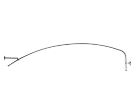 HeFe AD108341 krom badeforhængsstang med blank overflade, vist med vægbeslag på begge ender.