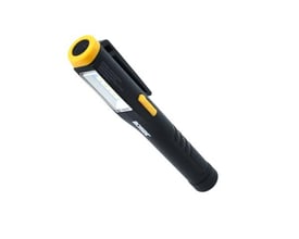 Ironside genopladelig pencillygte på 150 lm med clips, sort hus, gult toplys og langstrakt arbejdslys.