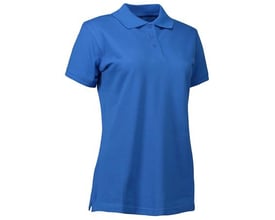 ID Identity polo dame i azurblå med stretch, størrelse 3XL, vist forfra med tone-i-tone knapper og krave.