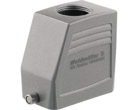 Gråt Weidmüller HDC kabelhus i størrelse 4 med 1xPG21 top kabelindgang og 1 bøjle, model HDC RockStar 1655360000.