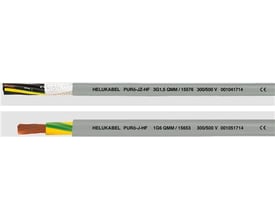 Helukabel PUR6-JZ-HF kabler med 18G0,5 og 1G6 QMM ledere, der viser farvekodede ledere for nem identifikation.