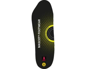 Mascot indlægssål set fra bagsiden, viser den sorte farve og tekstur af High Poly Tech foam materialet.