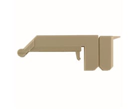 Beige svingbar dækkappe i plastik fra Weidmüller, model WAH185/300, vist fra siden.