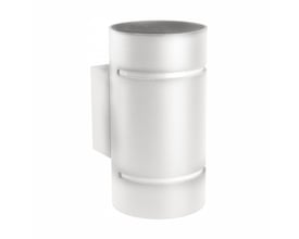 SpectrumLED Squalla G9-væglampe i lys aluminium med cylindrisk form og to åbninger til lyset.